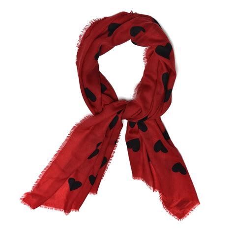 burberry red heart print scarf